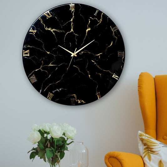 Black Marble Finish Clock Large 27 Inches