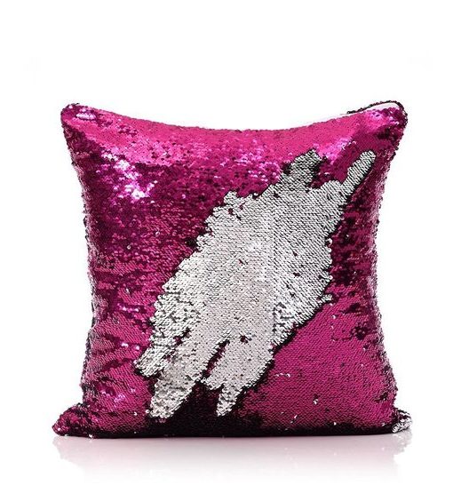 Mermaid Pillow Cover 16 X 16 Inches, Pillow Not Included (Pink/Silver)
