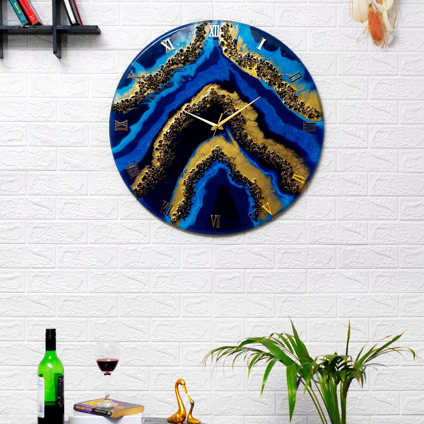 Blue geode Silent Resin Clock