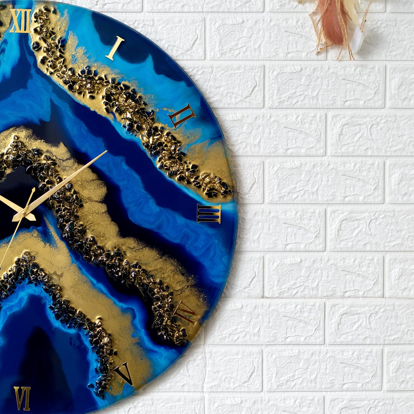 Blue geode Silent Resin Clock