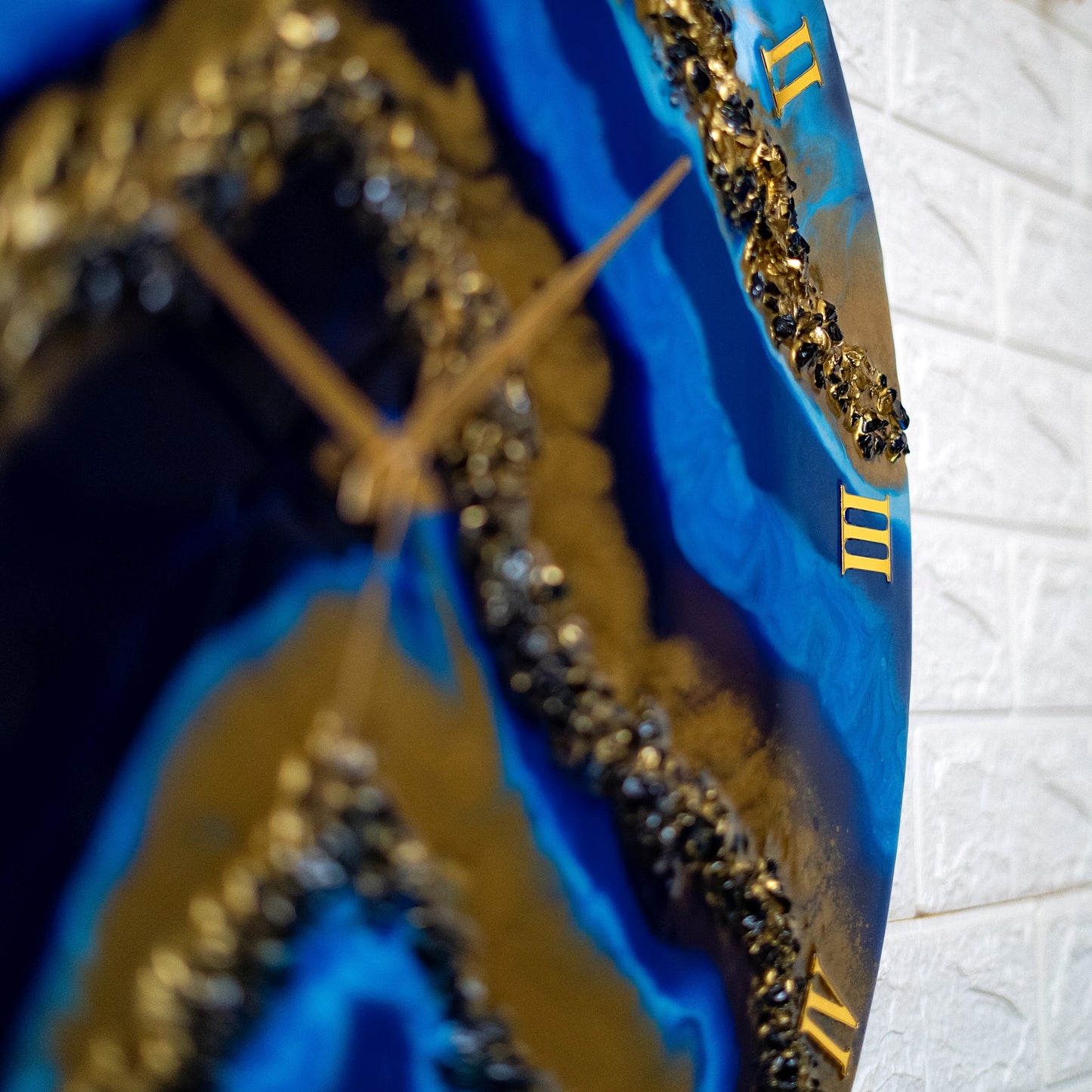 Blue geode Silent Resin Clock