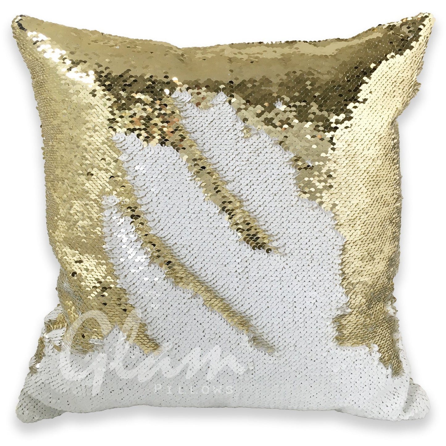 Mermaid Pillow Cover 16 X 16 Inches, Pillow Not Included (Gold/White)