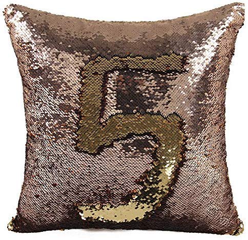 Mermaid Pillow Cover 16 X 16 Inches, Pillow Not Included (Brown/Gold)