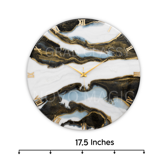 Black Falls Handmade Resin Clock 17.5 Inches