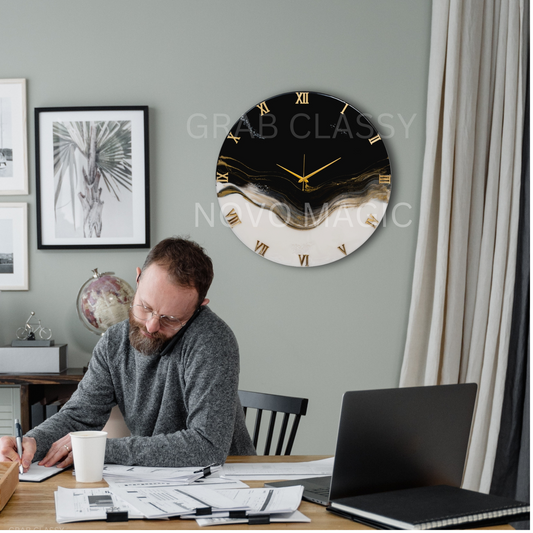 Ticking Thunder clock 17.5 Inches BLACK WHITE