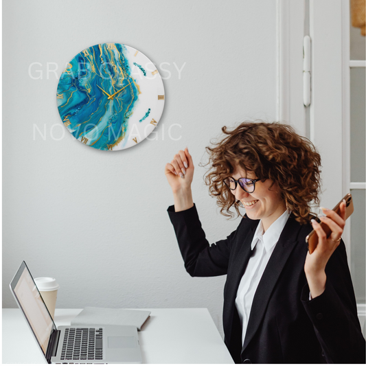 Neptune Resin Clock 17.5 Inches