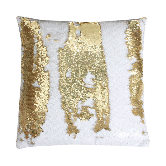 Mermaid Pillow Cover 16 X 16 Inches, Pillow Not Included (Gold/White)