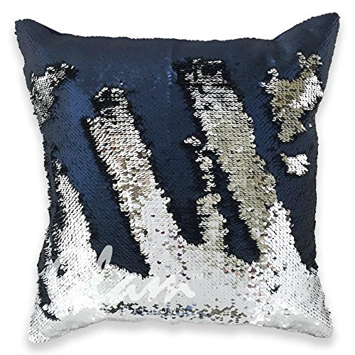 Mermaid Pillow Cover 16 X 16 Inches, Pillow Not Included (Navy/Silver)