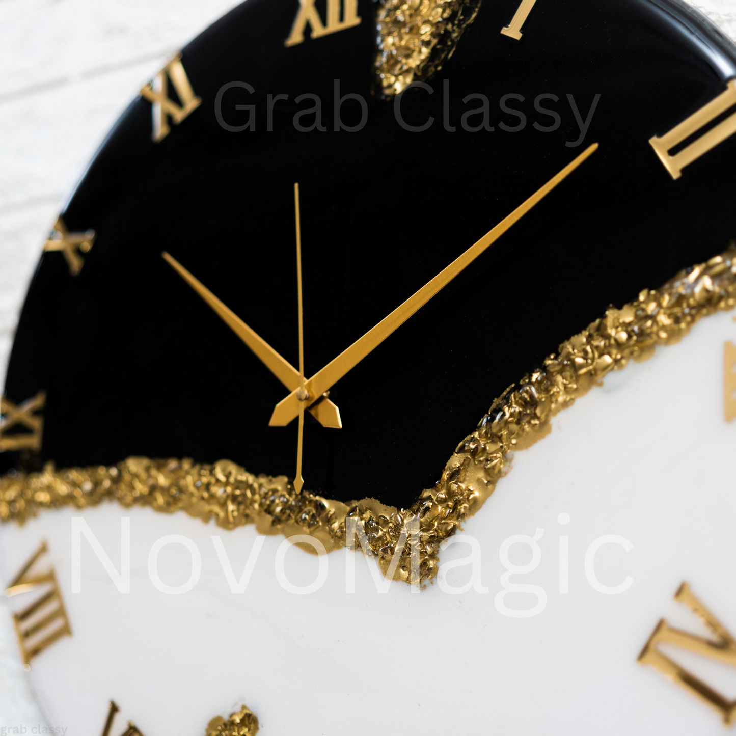 Black Peak Handmade Resin Clock 17.5 Inches