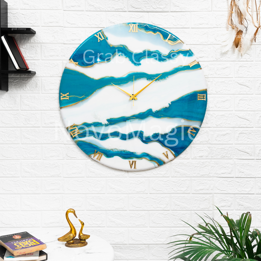 Blue Falls Handmade Silent Resin Clock