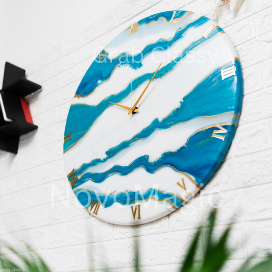 Blue Falls Handmade Silent Resin Clock