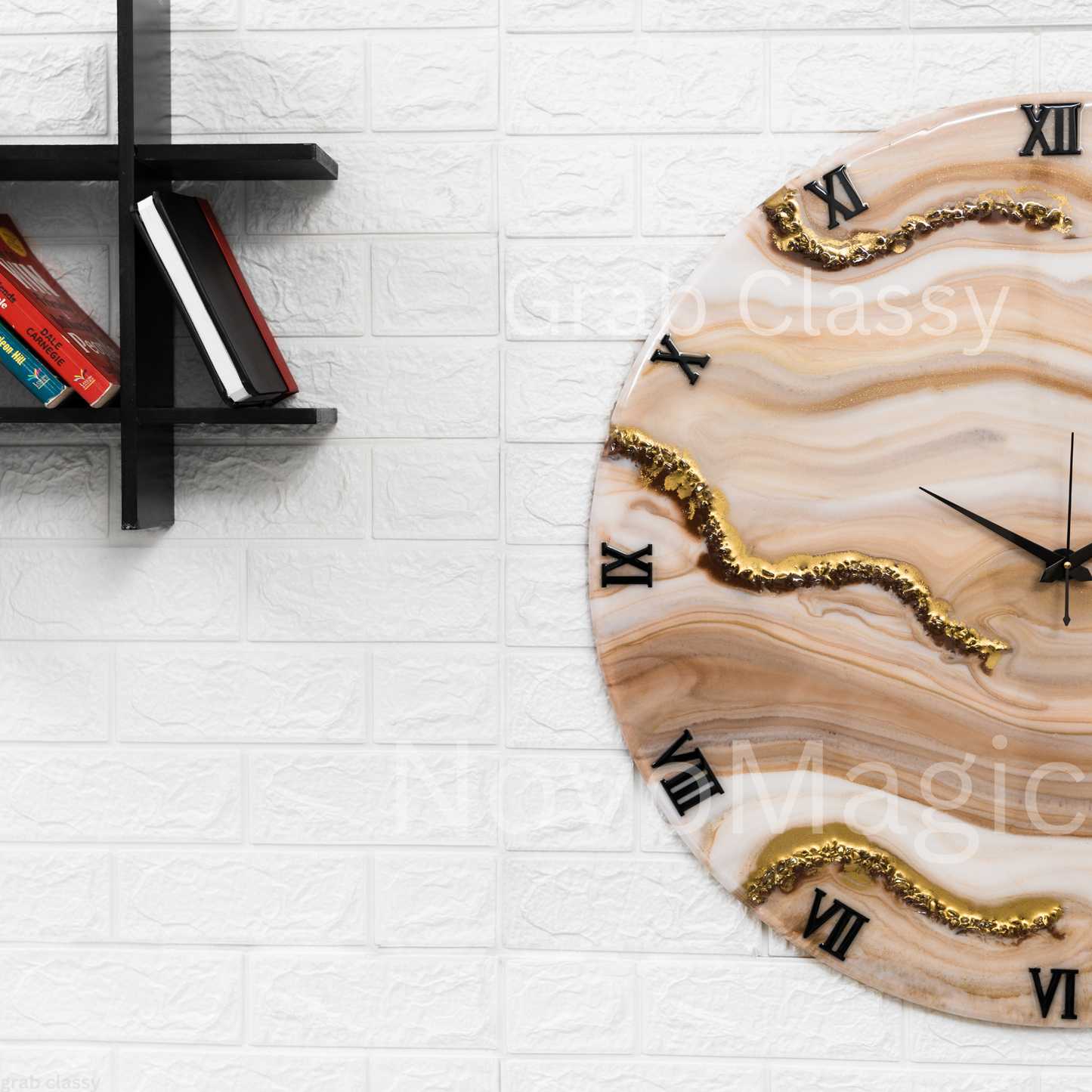 Sandy Silent Resin Clock