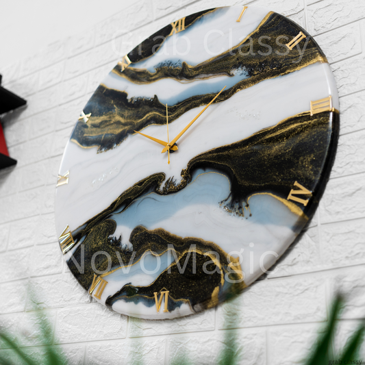 Black Falls Handmade Resin Clock 27 Inches