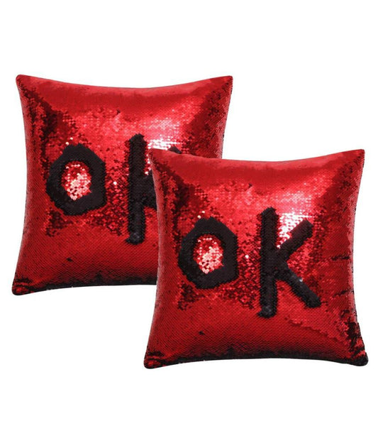 Mermaid Pillow Cover 16 X 16 Inches, Pillow Not Included (Red/Black)