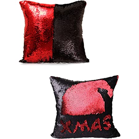 Mermaid Pillow Cover 16 X 16 Inches, Pillow Not Included (Red/Black)