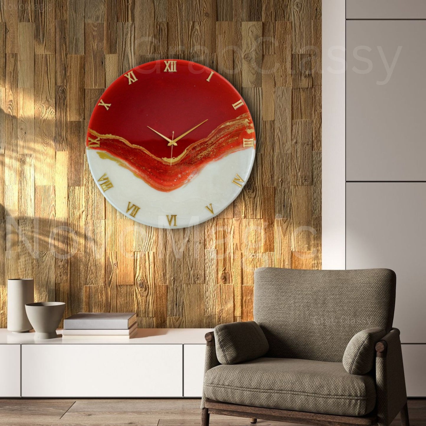 Red Stunner Large Silent Clock