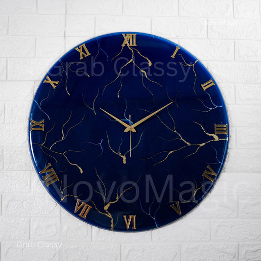 Blue Storm Medium Size Silent clock 17.5 Inches