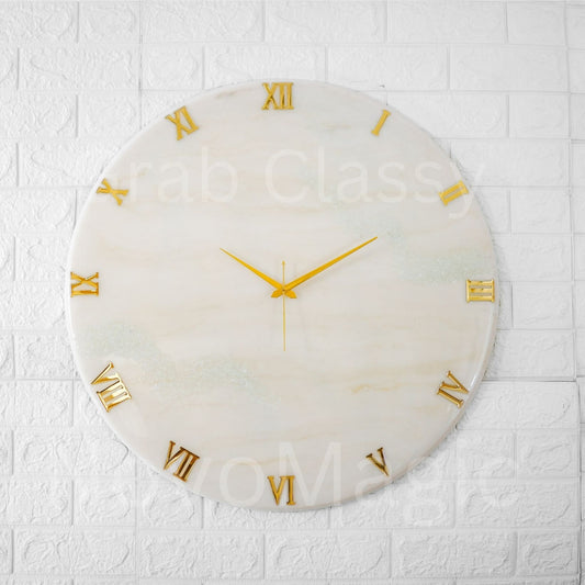 White Medium Size Silent Clock 17.5 Inches