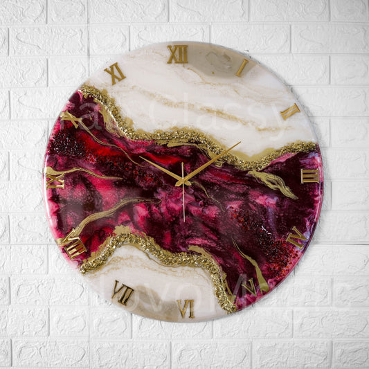 Wine Geode Medium Size Silent Clock 17.5 Inches
