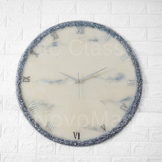 Silver Ring Medium Size Silent Clock 17.5 Inches