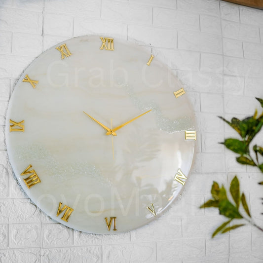 White Medium Size Silent Clock 17.5 Inches