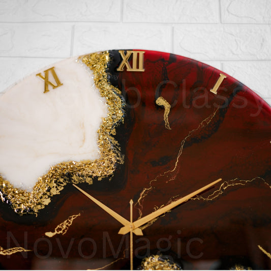 Maroon Stunner Medium Size Silent Clock 17.5 Inches