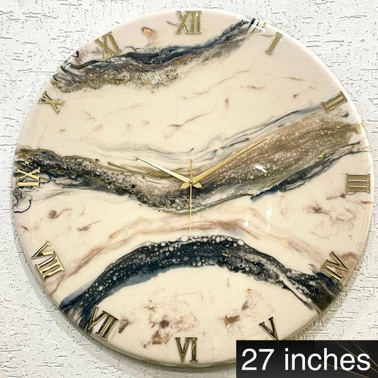 *Silver Large Silent Clock 27 Inches