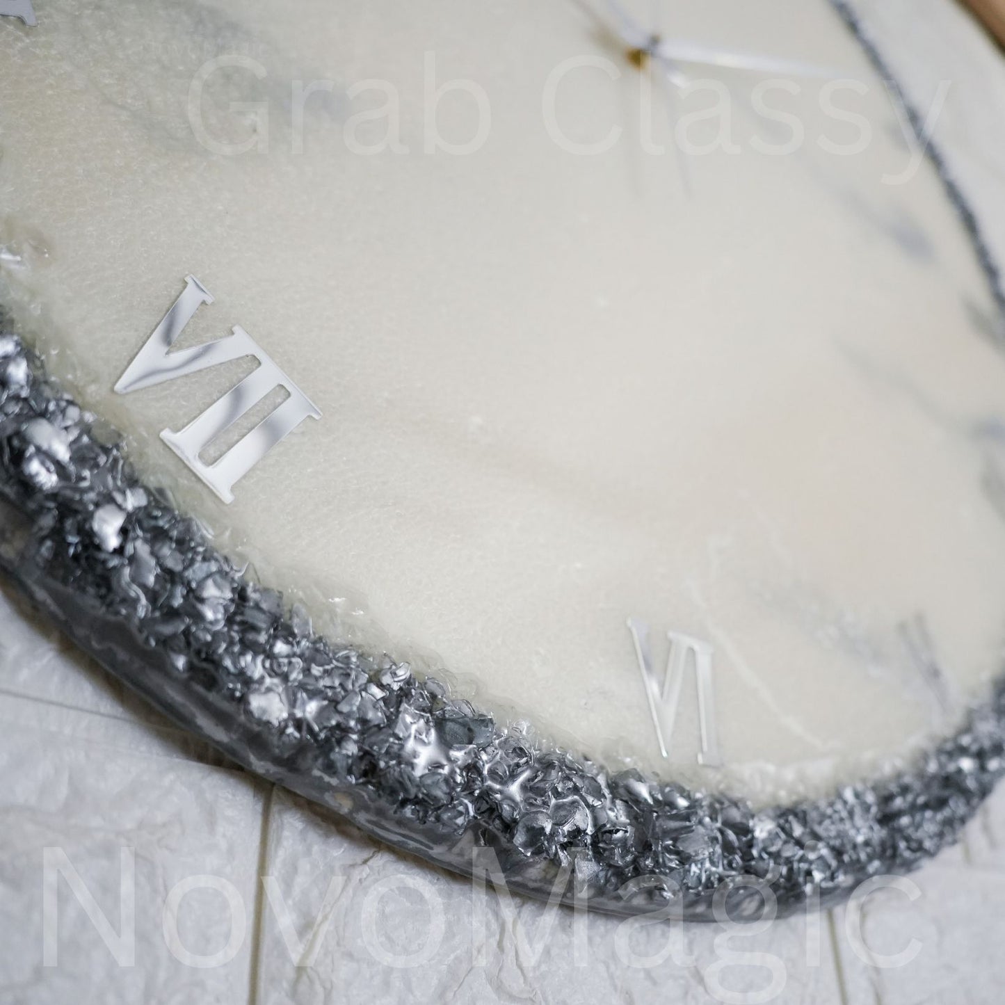 Silver Ring Medium Size Silent Clock 17.5 Inches