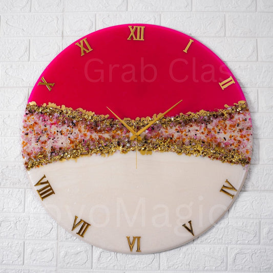 Pink Crown Medium Size Silent Clock 17.5 Inches