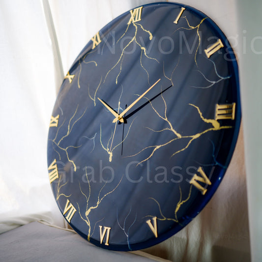 Blue Storm Medium Size Silent clock 17.5 Inches