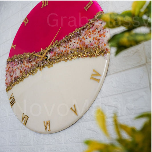 Pink Crown Medium Size Silent Clock 17.5 Inches