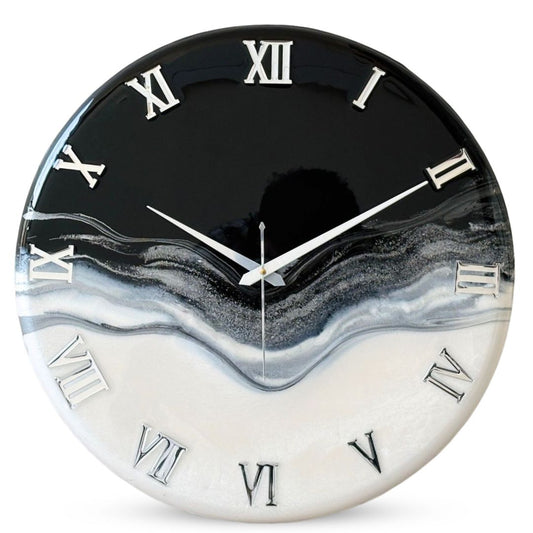 Silver Marble Silent Clock