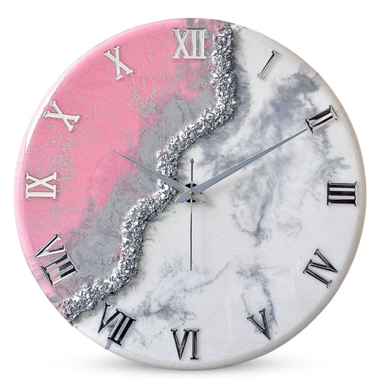 Pink Marble Silent Clock