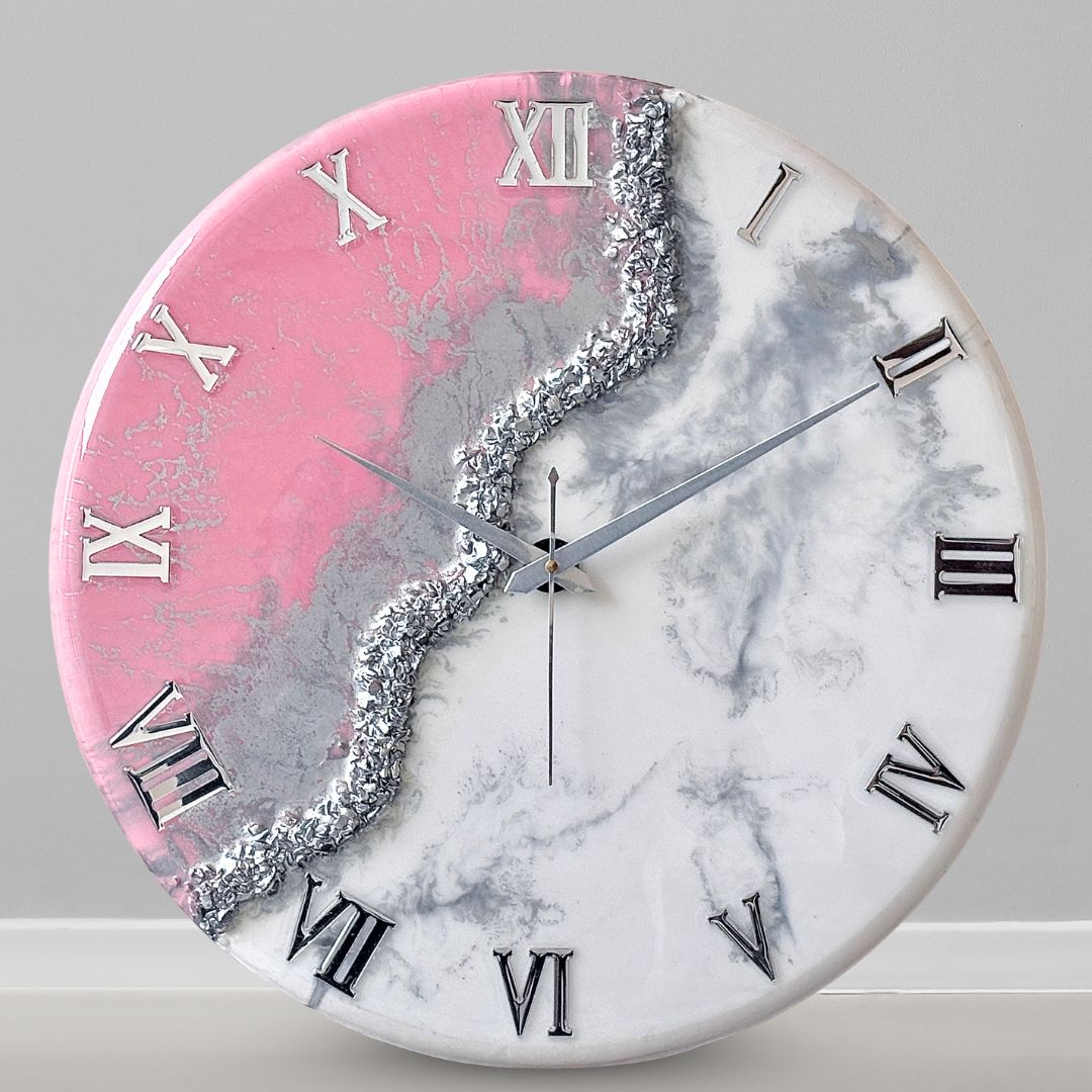 Pink Marble Silent Clock