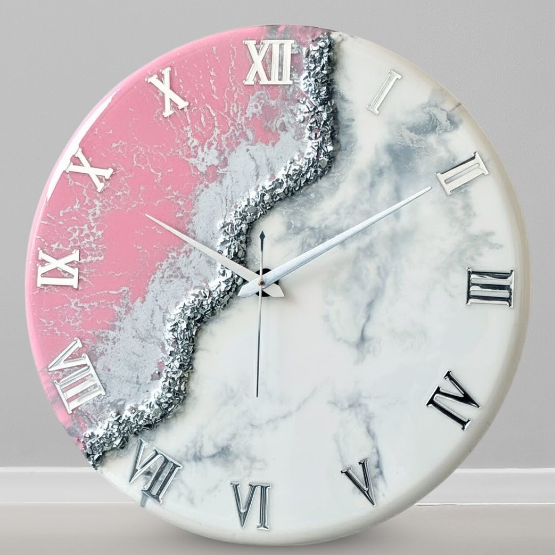 Pink Marble Silent Clock