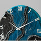 Black Blue Geode Silent Clock 17.5 inches