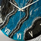 Black Blue Geode Silent Clock 17.5 inches