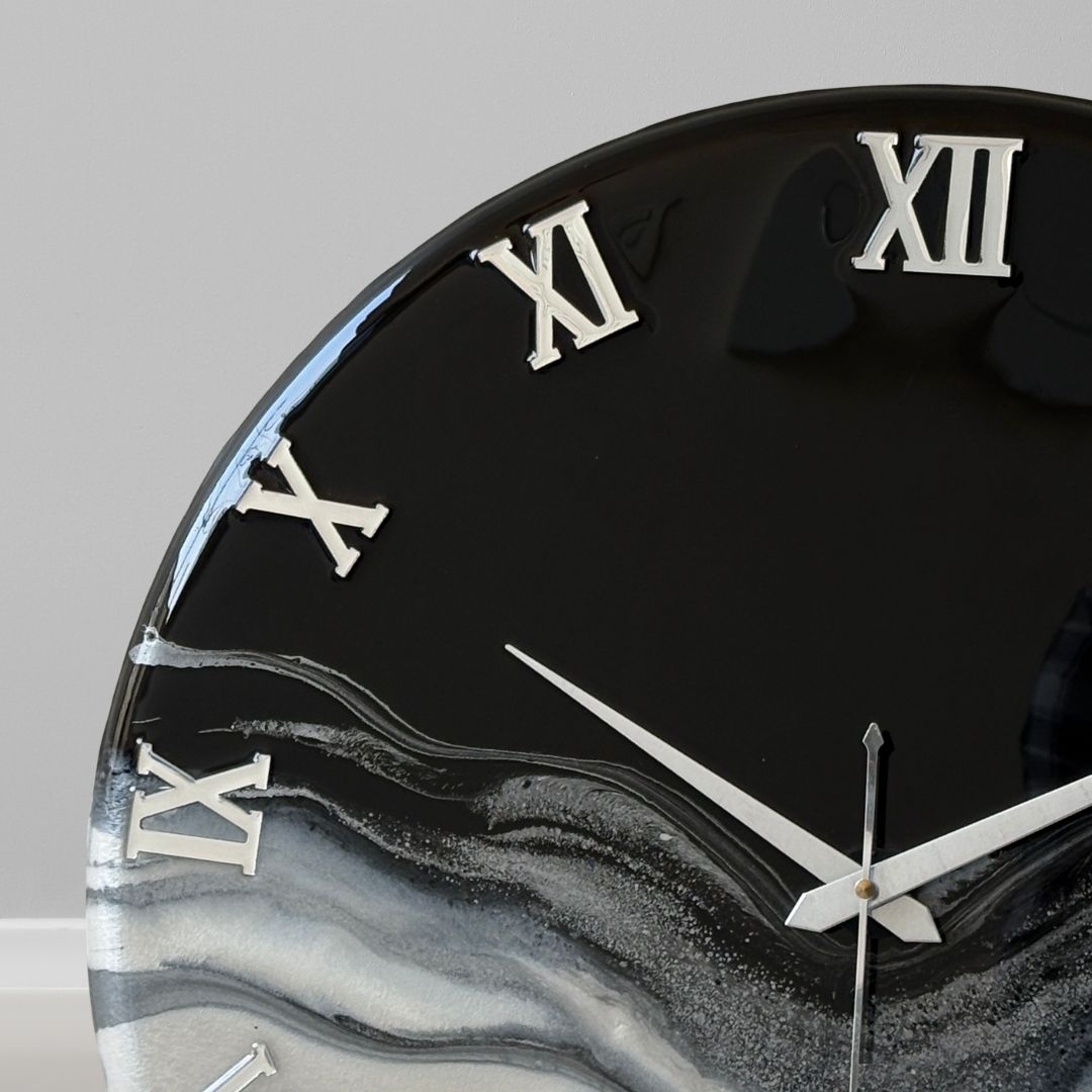 Silver Marble Silent Clock