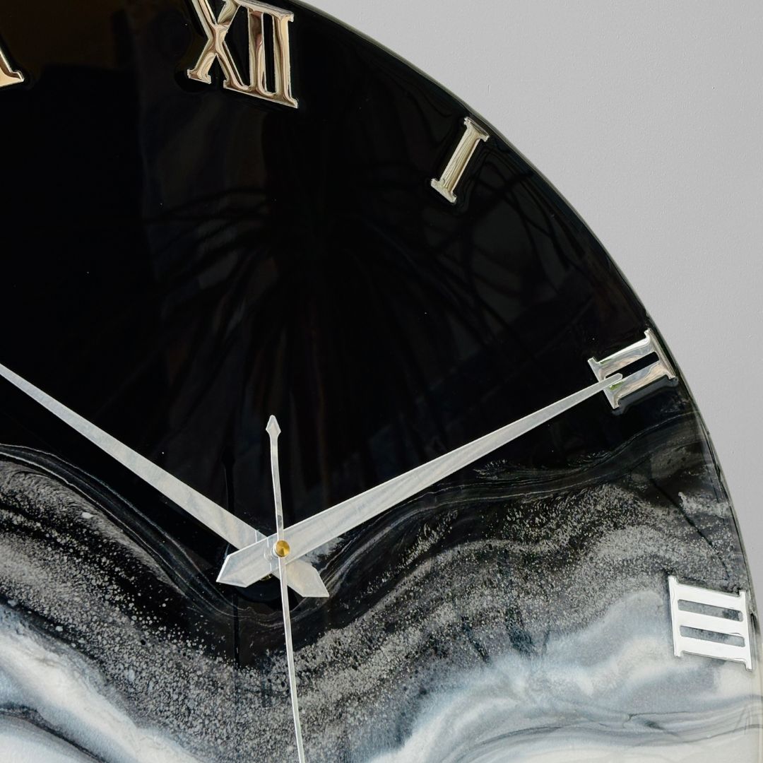 Silver Marble Silent Clock