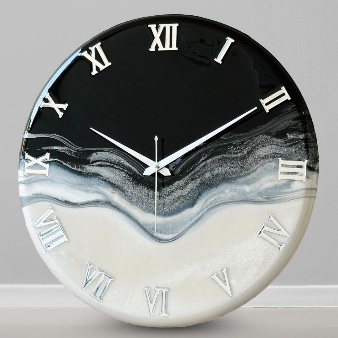 Silver Marble Silent Clock