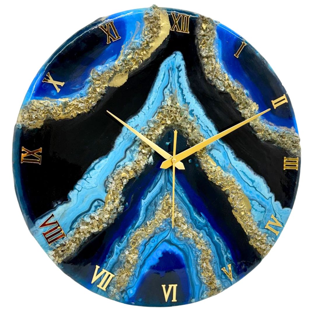 Golden Geode Clock 17.5 inches (CS)
