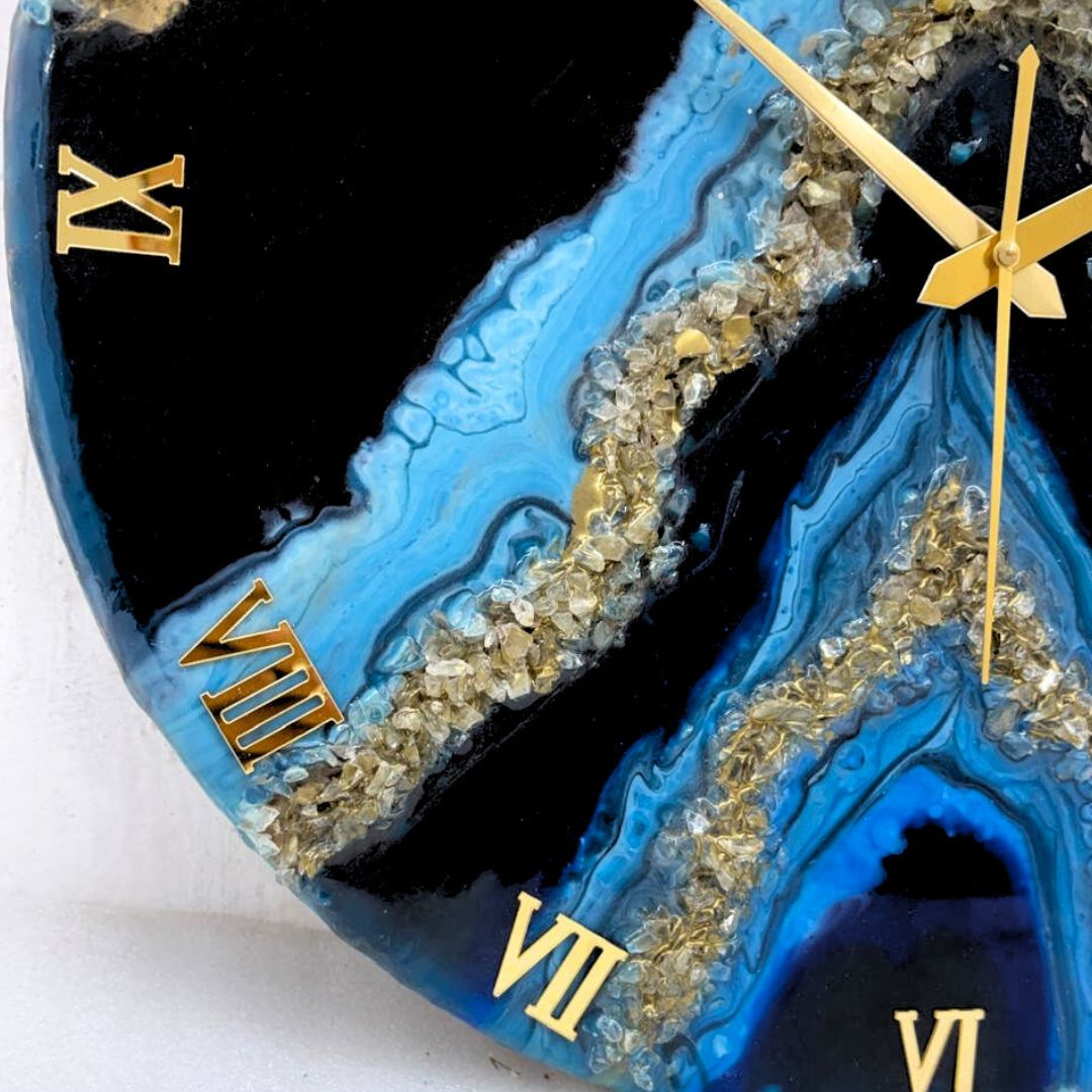 Golden Geode Clock 17.5 inches (CS)