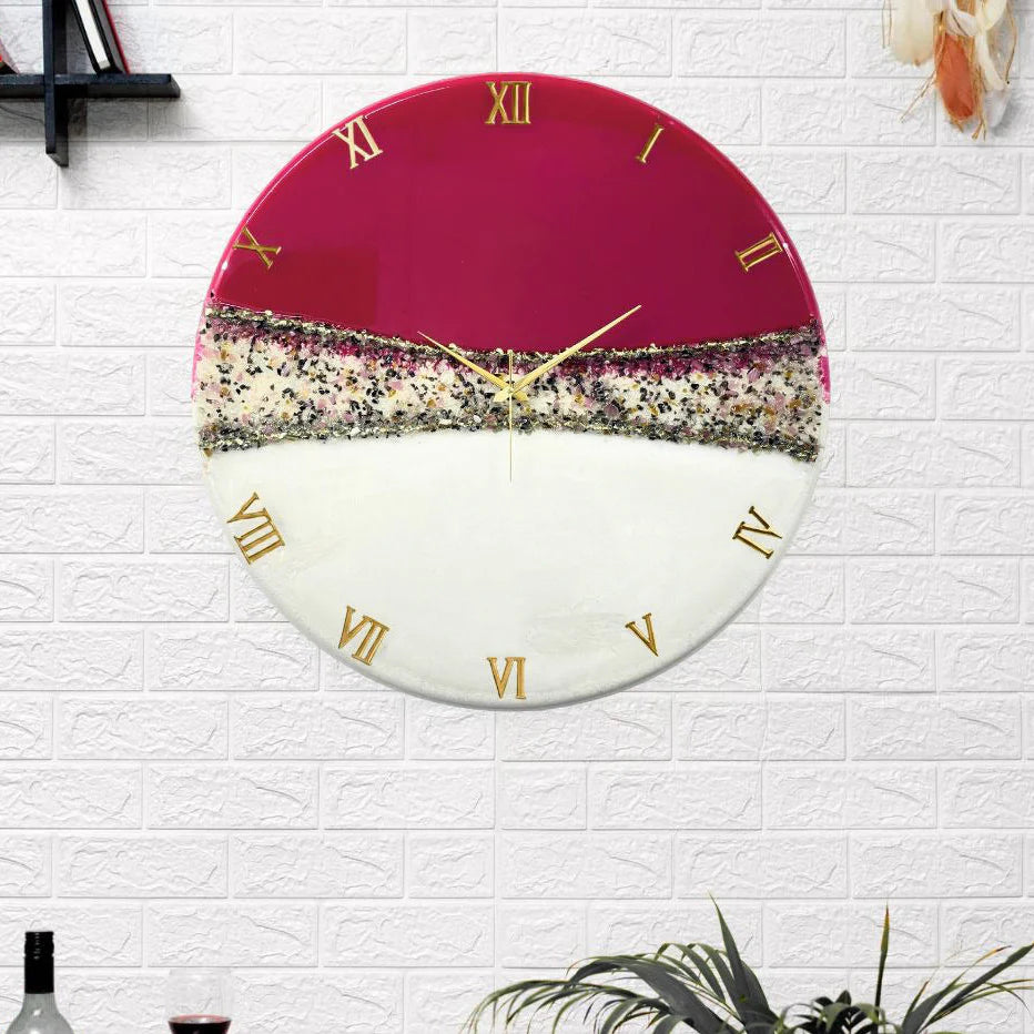 Pink Crown Medium Size Silent Clock 17.5 Inches