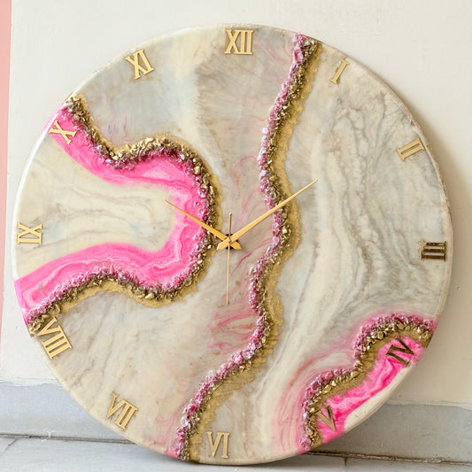 *Geode Pink Clock Large 27 Inches