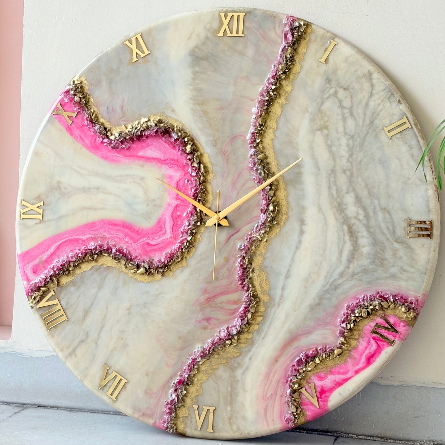 *Geode Pink Clock Large 27 Inches