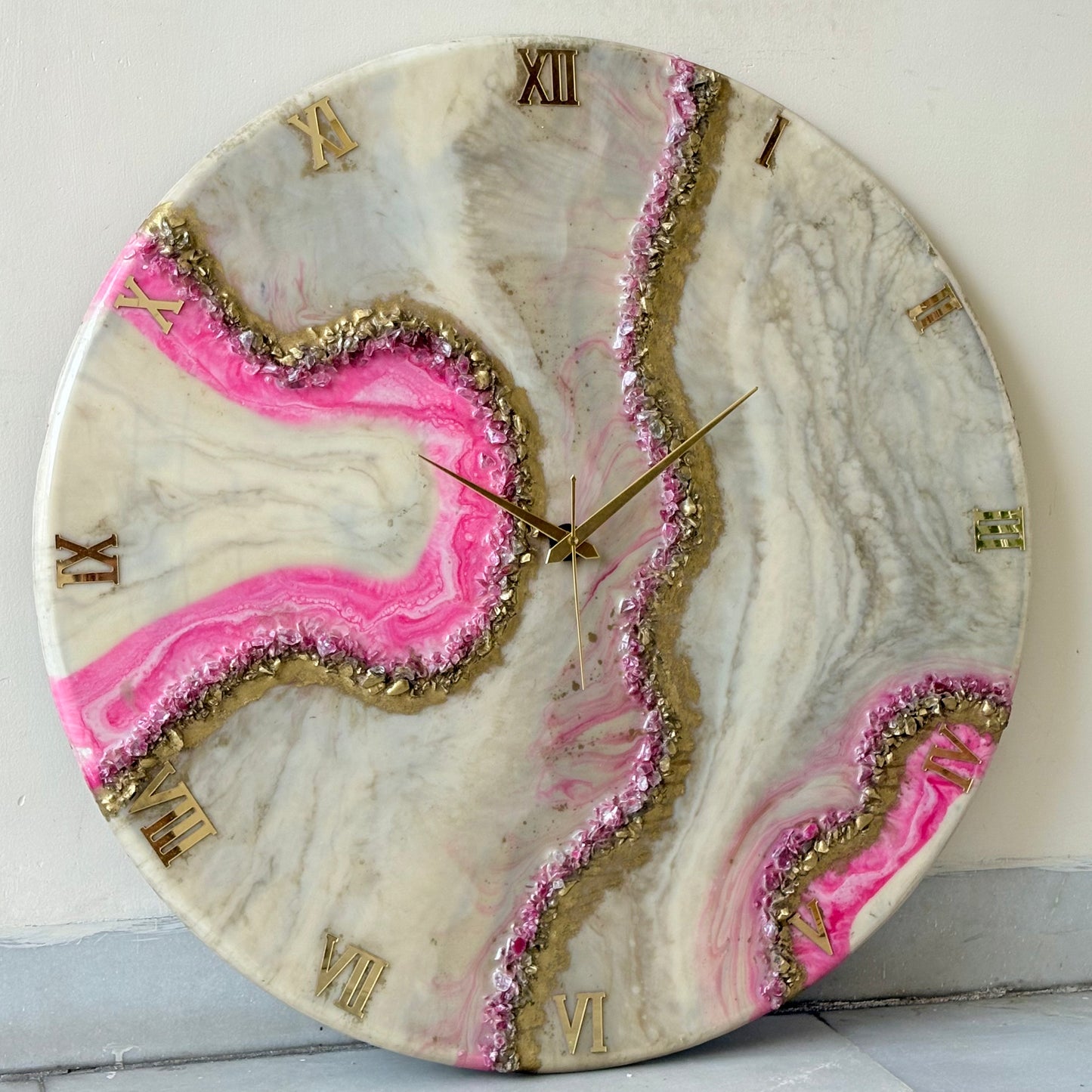 *Geode Pink Clock Large 27 Inches
