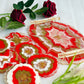 *Resin Art Spiral Red Handmade Tray With Six Coasters