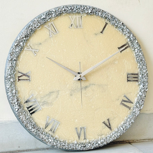 *Silver Ring  Silent Clock 17.5 inches