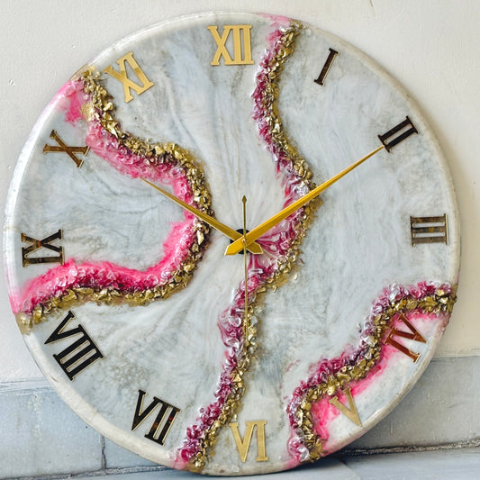 * Pink geode Silent Clock 17.5 inches