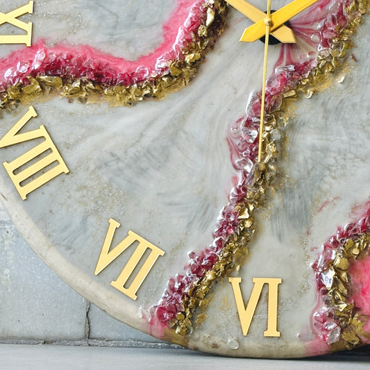 * Pink geode Silent Clock 17.5 inches